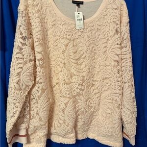Lane Bryant lacy sleeve pink top. Size 22/24